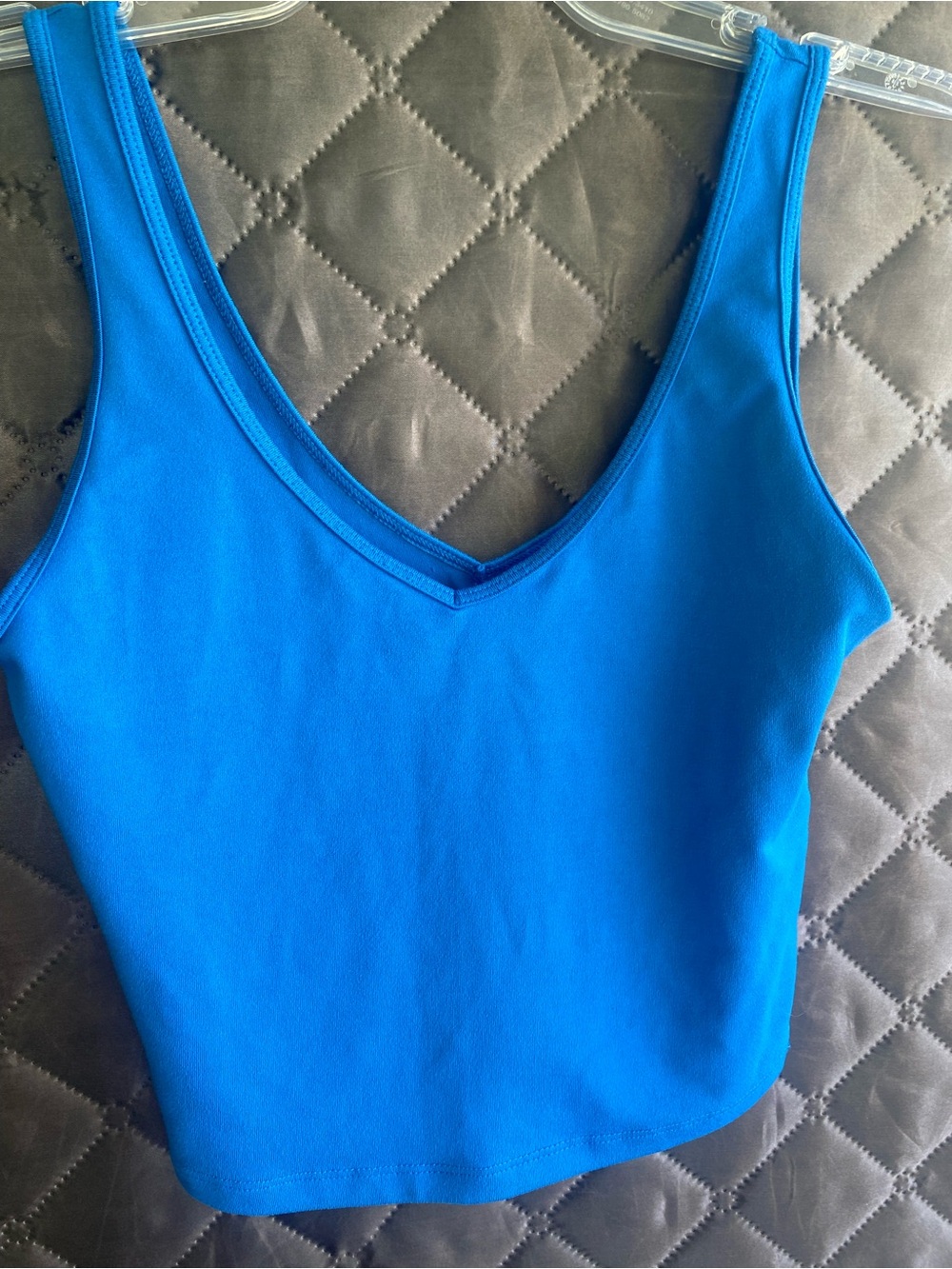 Hollister Royal Blue Soft Stretch Seamless Crop V-Neck Tank Top small